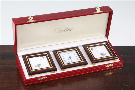 A Must de Cartier desk set, timepiece 3in.